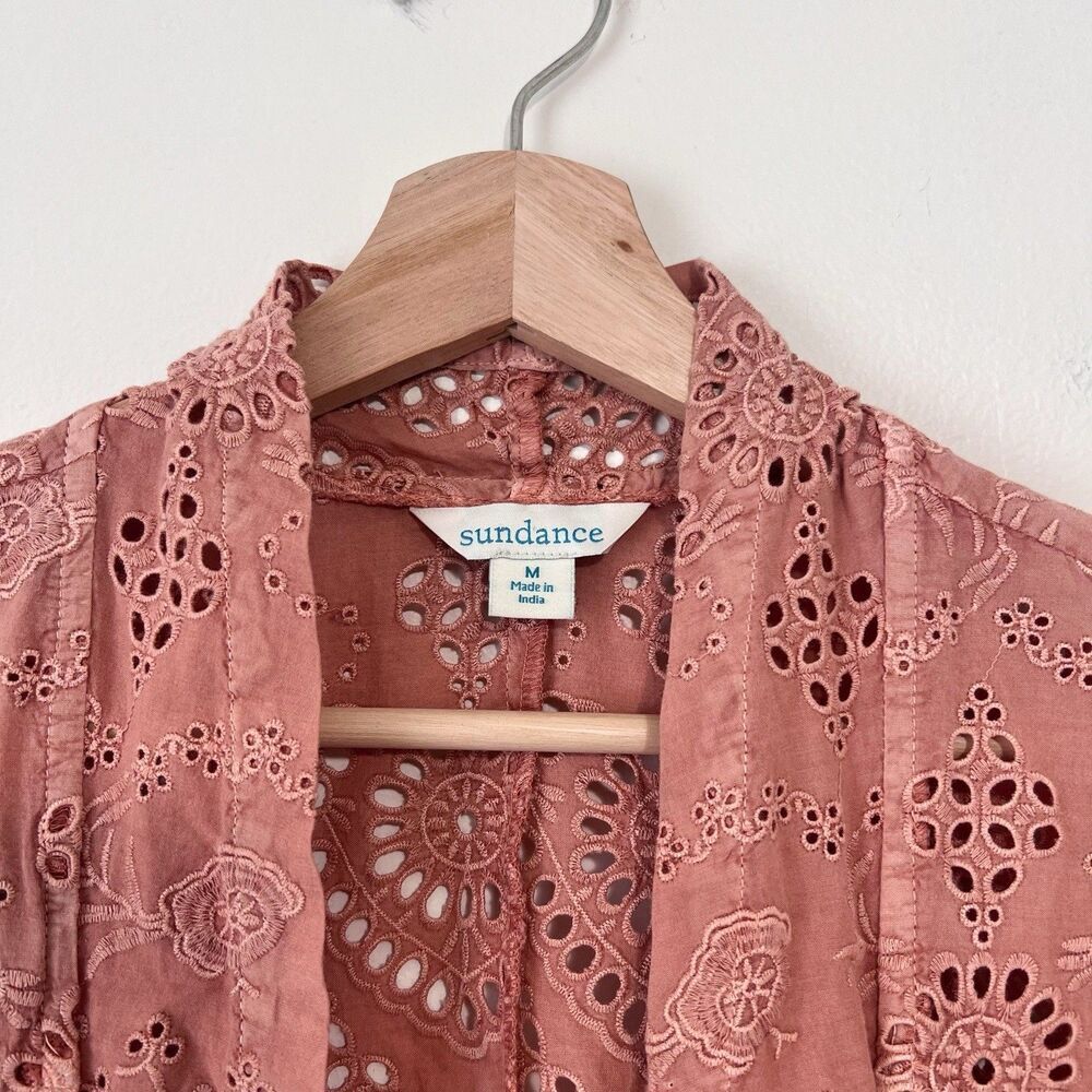 SUNDANCE Moonlight Eyelet Lace Jacket Terracotta Boho Open Front Size M - Picture 4 of 9